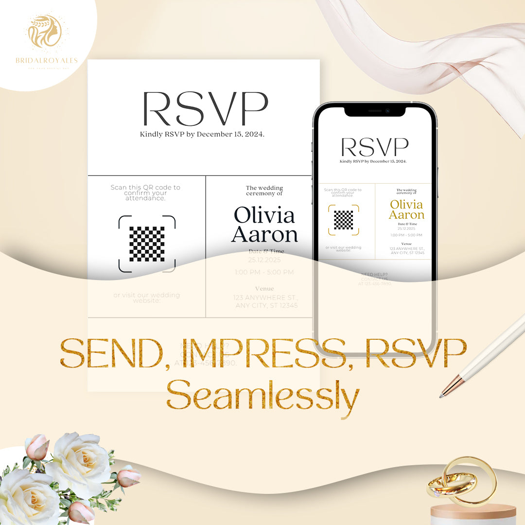 5-in-1 Plan Like Royalty – Luxury Digital Wedding Planner Bundle | 5-in-1 Canva Google Tools | Editable Vow Books, QR Invites, Signs & Chart