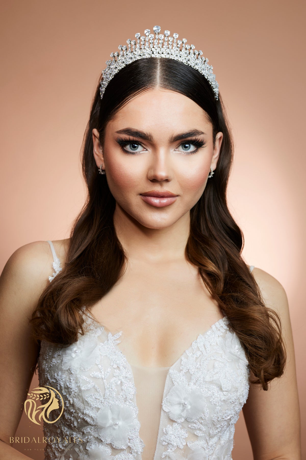 Holly Zircon Bridal Crown – Luxury Crystal Wedding Tiara for Bride | Elegant Silver Bridal Headpiece | BridalRoyales™