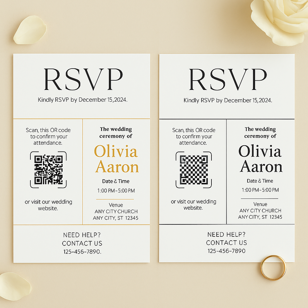 Luxury Minimalist Wedding Invitation Suite with Editable QR Code β Printable Canva Template | Instant Download | Modern RSVP & Details Cards