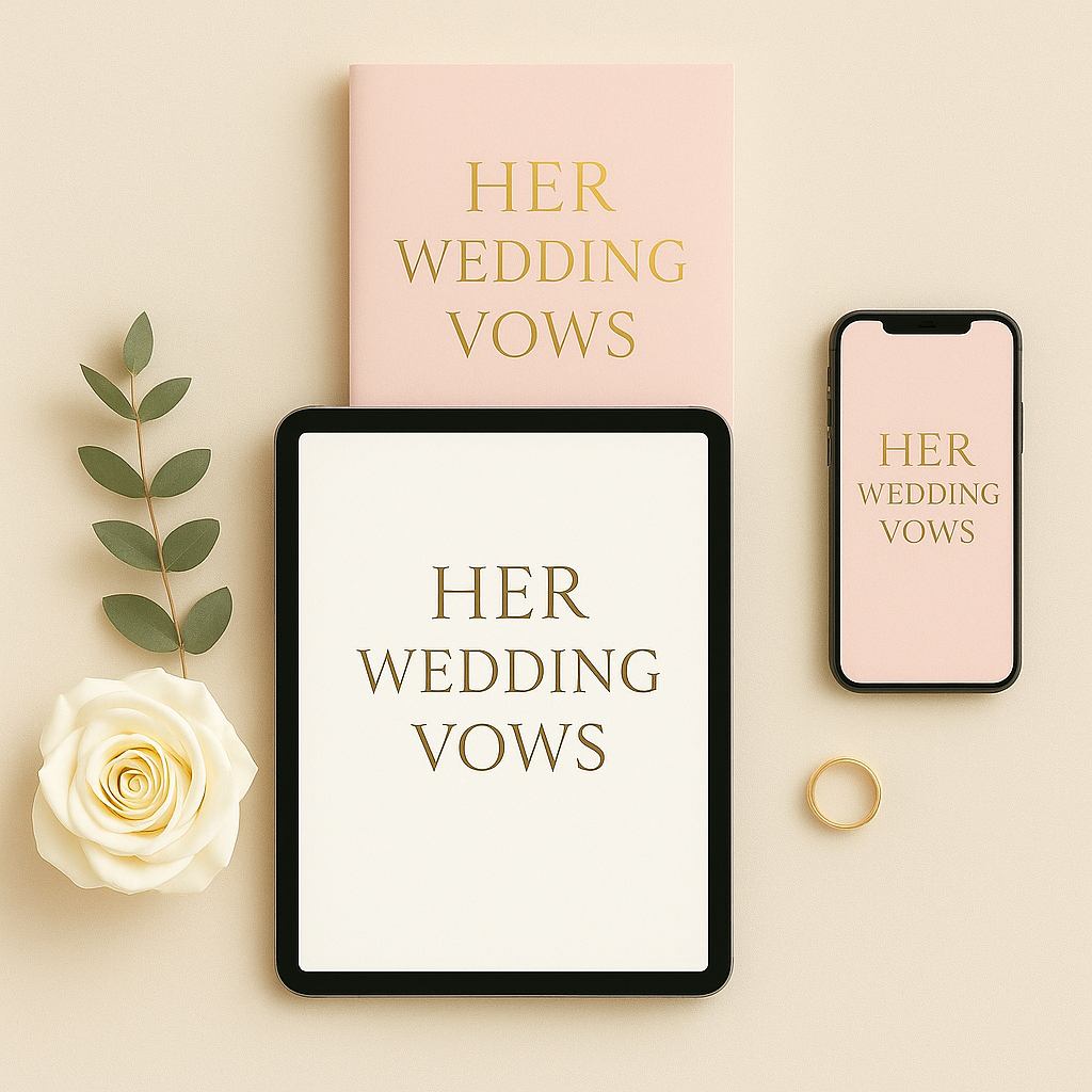 Luxury Printable Wedding Vow Books, Editable Canva Templates, His & Hers, Hers, Hers, His, His, Elegant Modern Design, A5 and US Letter
