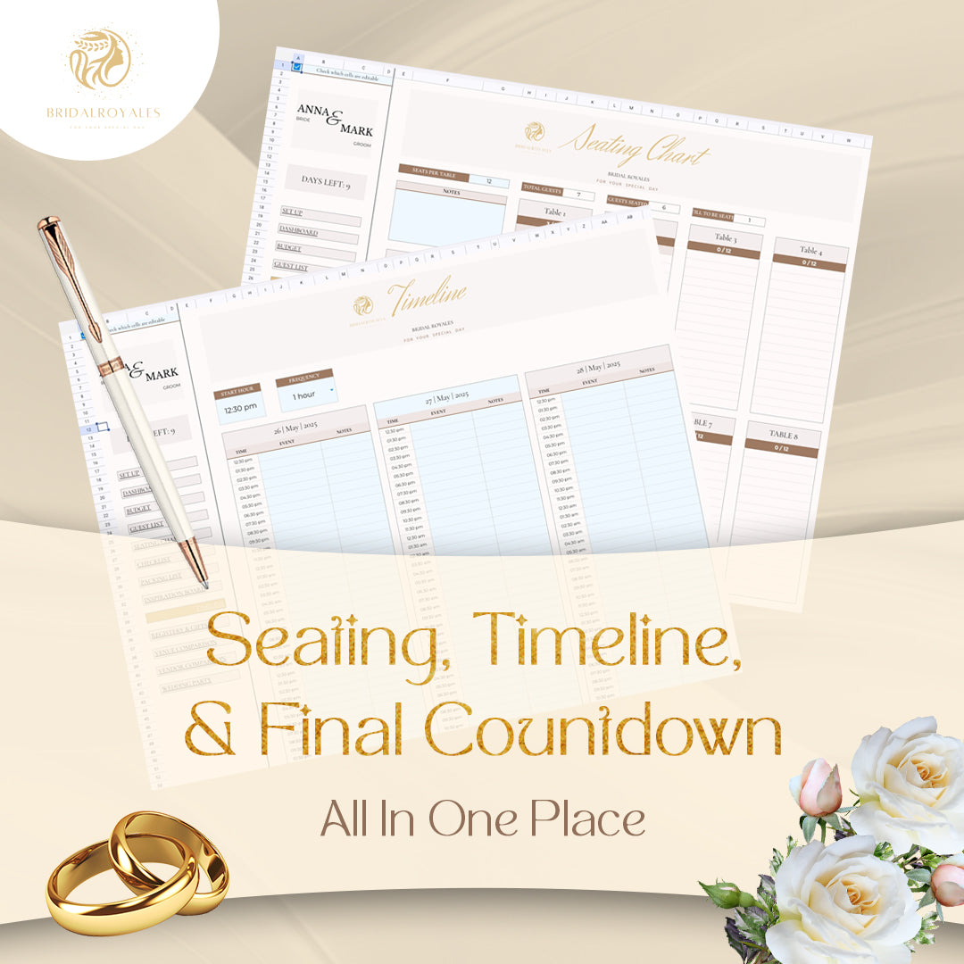 Luxury Digital Wedding Planner – Editable Google Sheets & Printable PDF | Minimalist Modern Bride Planning Template, Seating Chart, Budget