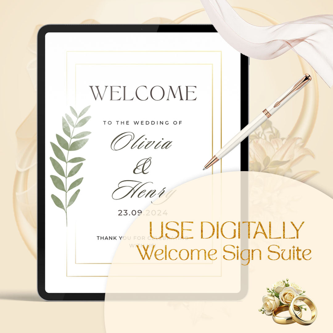 Luxury Wedding Welcome Sign Bundle – 5 Editable Canva Templates | A1, A2, 24x36, 18x24 & 5x7 | Minimalist Printable PDF Wedding Signsrn, Floral, Botanical