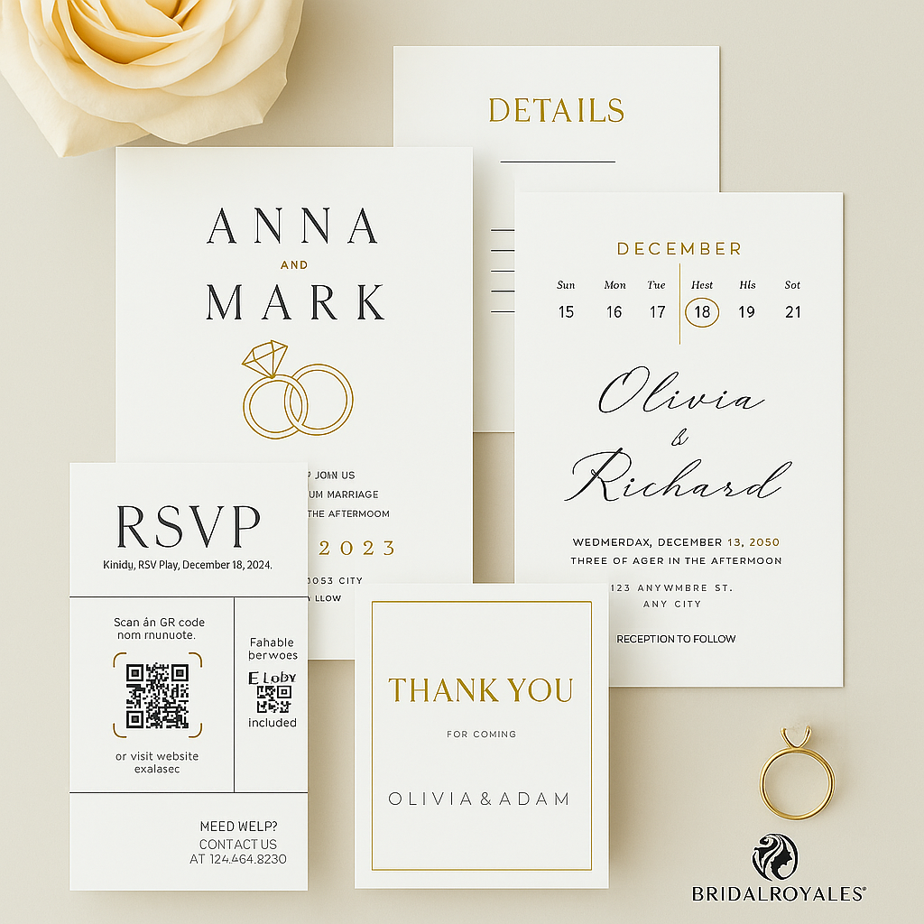 Luxury Minimalist Wedding Invitation Suite with Editable QR Code β Printable Canva Template | Instant Download | Modern RSVP & Details Cards