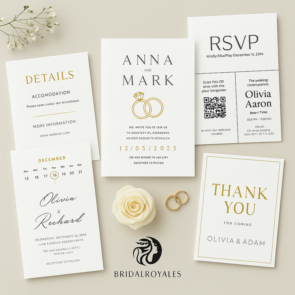 Luxury Minimalist Wedding Invitation Suite with Editable QR Code β Printable Canva Template | Instant Download | Modern RSVP & Details Cards