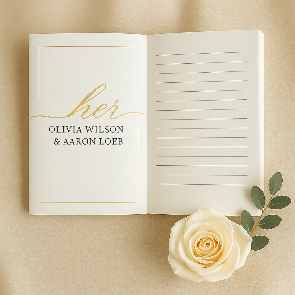 Luxury Printable Wedding Vow Books, Editable Canva Templates, His & Hers, Hers, Hers, His, His, Elegant Modern Design, A5 and US Letter