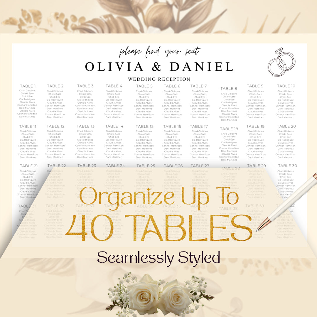 Luxury Wedding Seating Chart Bundle – Editable Canva & Google Sheets | Alphabetical Table Layouts | Printable PDF Digital Display