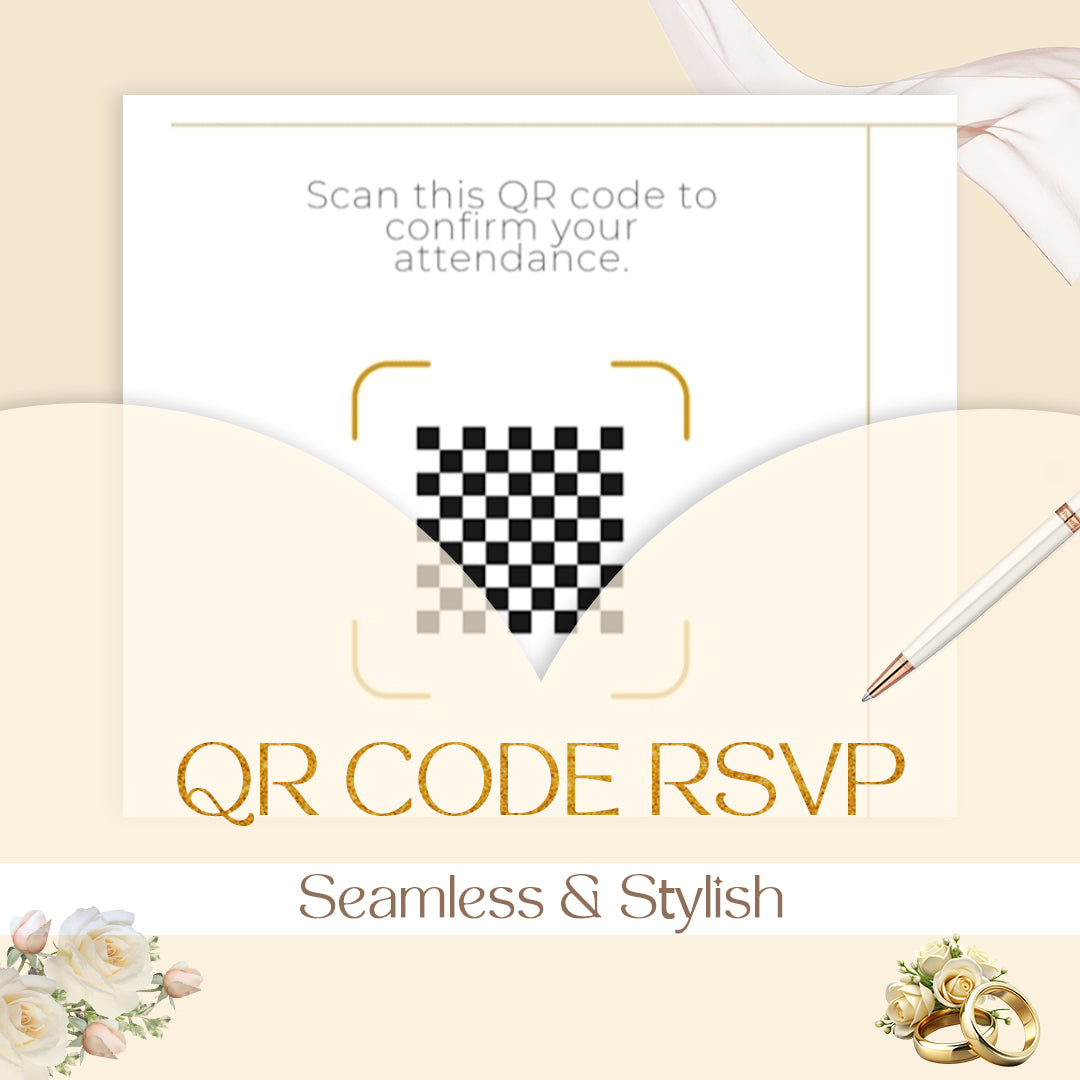 Luxury Wedding Invitation Suite with Editable QR Code – Canva Templates | Modern Printable Save the Date, RSVP, Details Card