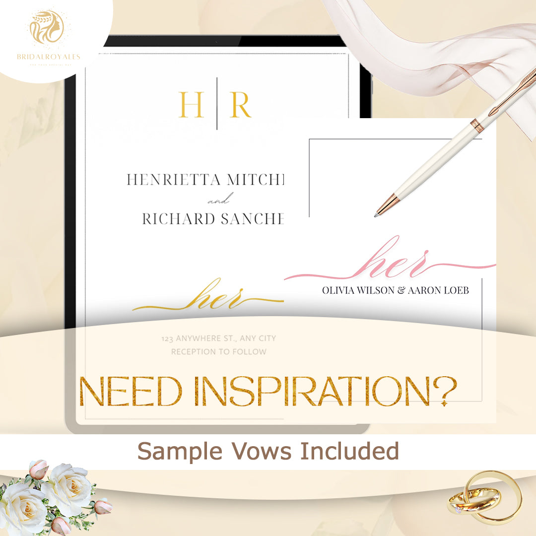 Luxury Wedding Vow Book Set – 3 Editable Canva Templates | Printable A5 & US Letter | Bride Groom Keepsake, Elopement, Vow Renewal