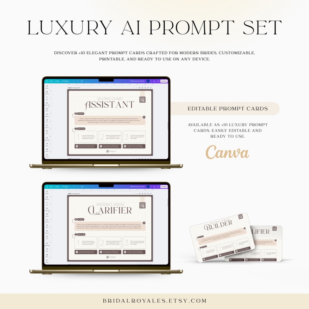 AI Wedding Planner – ChatGPT Bridal Prompts, Timeline, Budget, Vendor Help – BridalRoyales™ Digital Companion