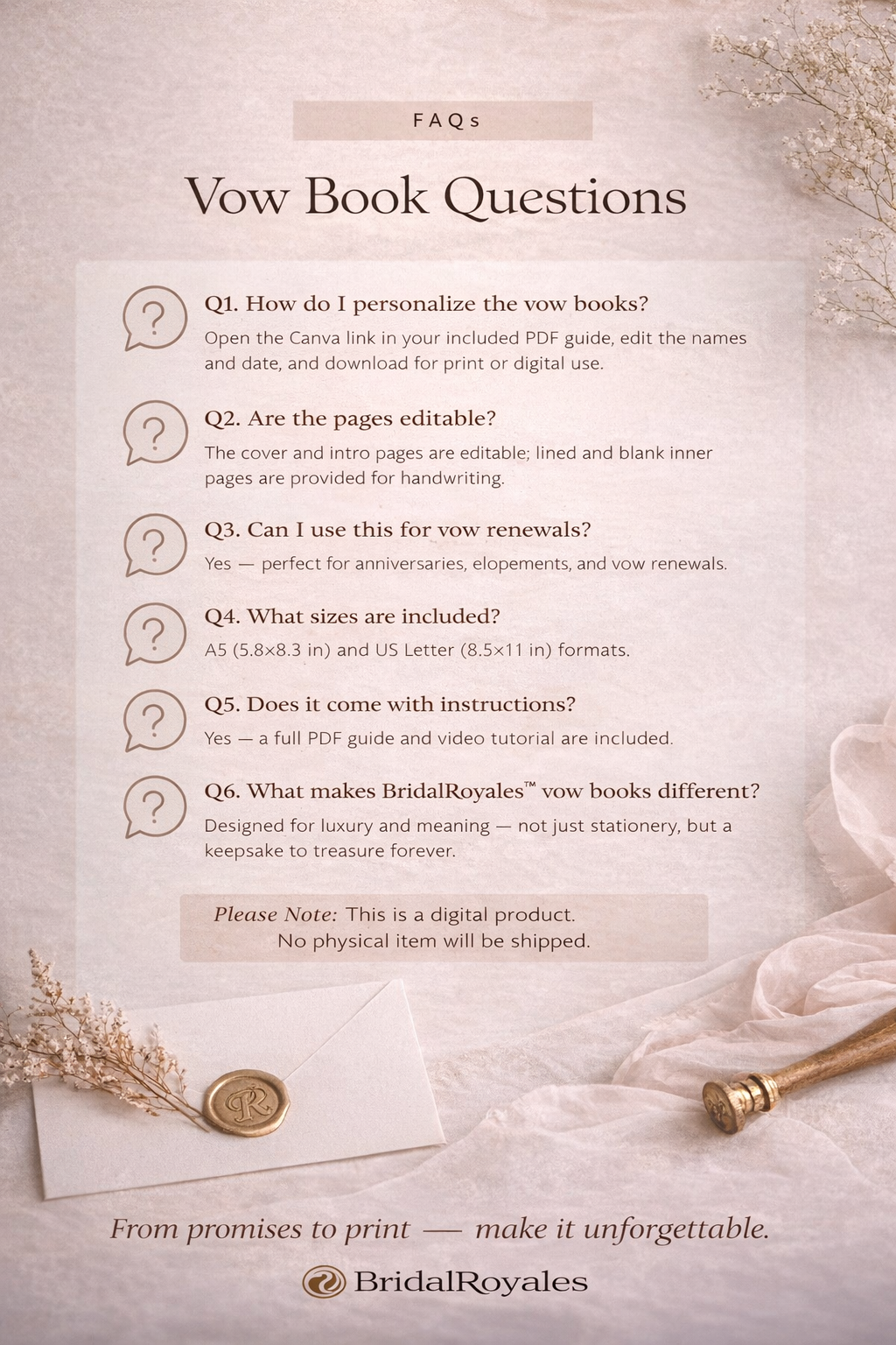 Luxury Wedding Vow Book Set – 3 Editable Canva Templates | Printable A5 & US Letter | Bride  Groom Keepsake, Elopement, Vow Renewal