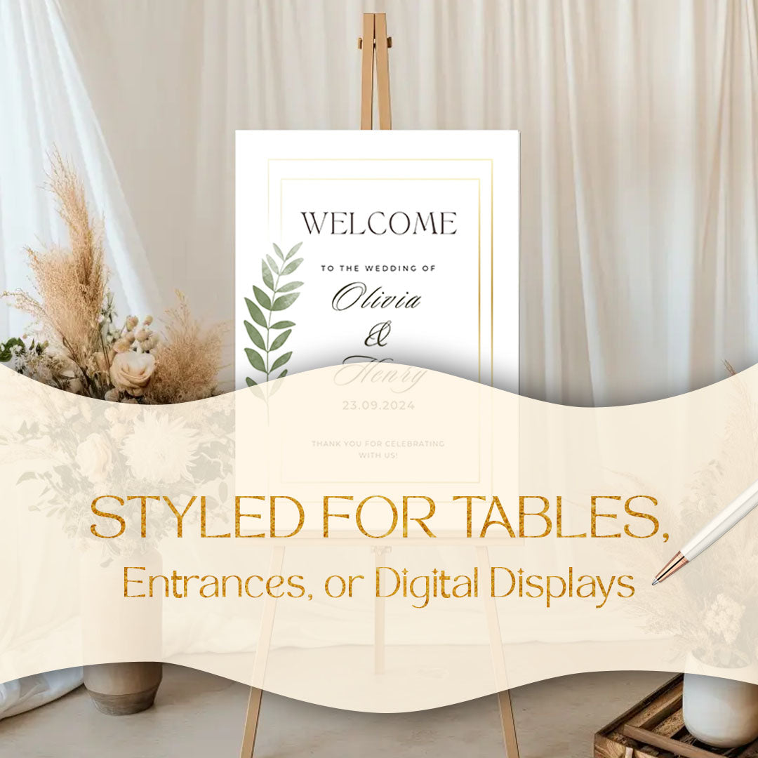 Luxury Wedding Welcome Sign Bundle – 5 Editable Canva Templates | A1, A2, 24x36, 18x24 & 5x7 | Minimalist Printable PDF Wedding Signsrn, Floral, Botanical