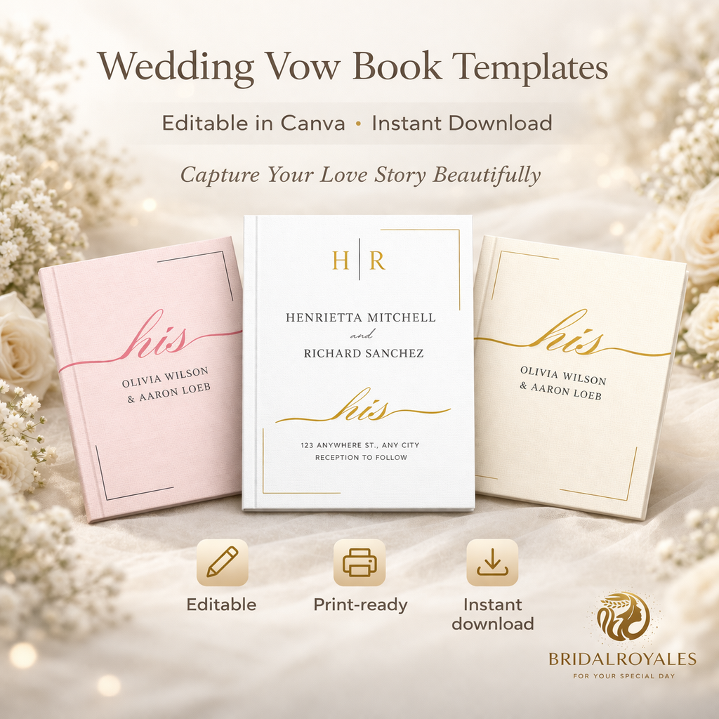 Luxury Wedding Vow Book Set – 3 Editable Canva Templates | Printable A5 & US Letter | Bride  Groom Keepsake, Elopement, Vow Renewal